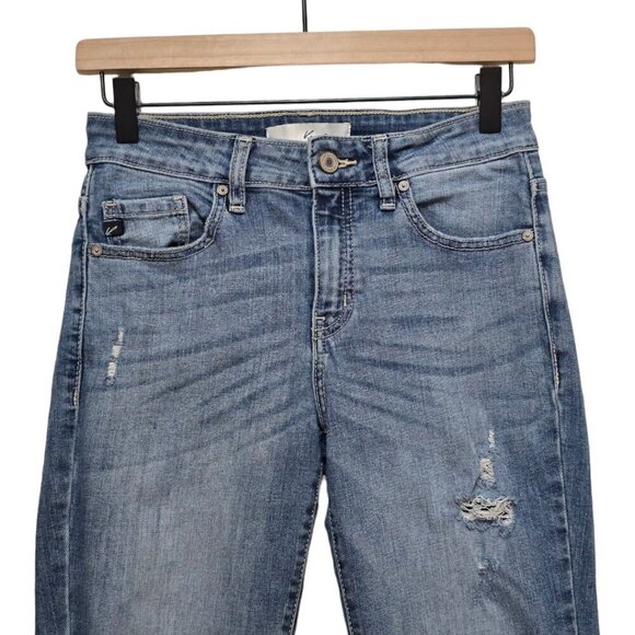 Kancan Mid-Rise Distressed Raw Hem Ankle Skinny Jeans Sz 27 - Picture 4 of 10